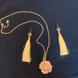 Rose necklace and earrings